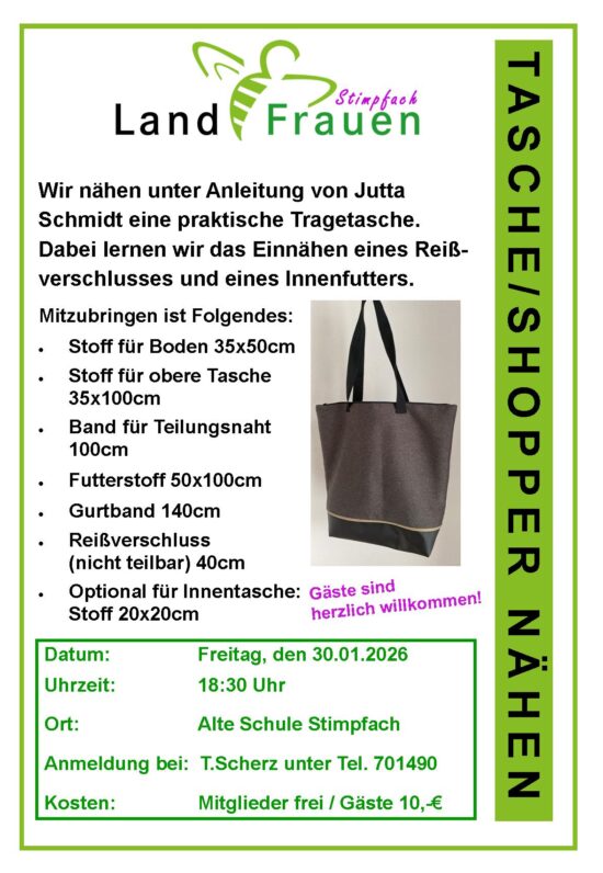 Tasche nähen 30.01.2026