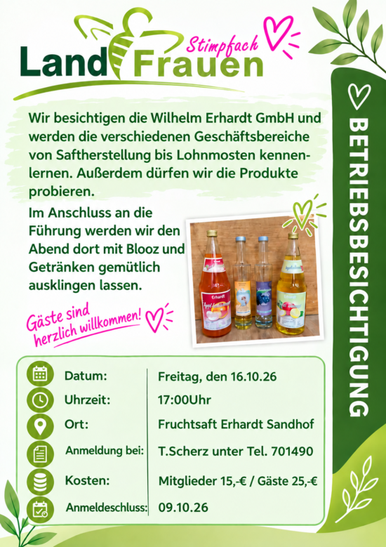 Besichtigung Fruchtsaft Erhardt 16.10.2026